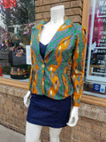 Fitted African Wax Block Cotton Blazer in ATL Ghanaian Fabric