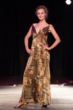 Long Sundress in Gold Tribal Silky Print