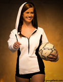 White Performance Hoodie with Cool Mesh Sides and Zip Front