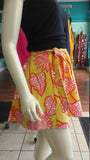 A-Line Canvas Wrap Skirt in Pink and Yellow Floral