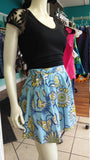 A-Line Canvas Wrap Skirt in Blue Floral