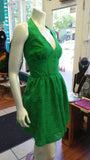 Flirty Halter Sundress in Green Cotton Eyelet Lace