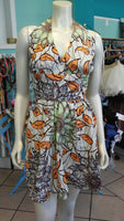 Flirty Floral Halter Ankara Sundress in Vlisco African Wax Block Cotton