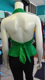 Flirty Green Eyelet Lace Halter Top with Peplum