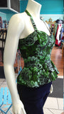 Reversible Batik Pin Up Halter with Fitted Bodice and Flirty Peplum