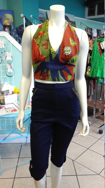 Flirty Ankara Midriff Halter in South African Wax Cotton