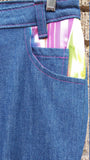 Tidal Cool Jeans with Multicolored Striped Accents and Blue Denim