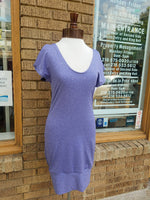 Lavender Performance Knit Dress with Flutter Sleeves and Fitted Shape