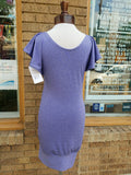 Lavender Performance Knit Dress with Flutter Sleeves and Fitted Shape