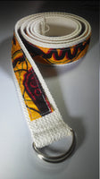 Ankara and Natural Canvas Belt with Adjustable D Ring Closure