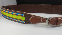 Vegan Leather and Ankara Belt with Adjustable Buckle Closure