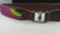 Vegan Leather and Ankara Belt with Metal Buckle Closure