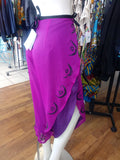 African Stamped Neon Purple and Black Chiffon Wrap Pants