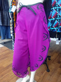 African Stamped Neon Purple and Black Chiffon Wrap Pants