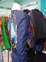 Rainbow Sequin Color Shift Bomber Jacket