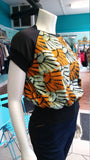 Unisex African Batik and Jersey Crew Neck Pullover in Ankara Cotton with Sun Motif