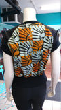 Unisex African Batik and Jersey Crew Neck Pullover in Ankara Cotton with Sun Motif