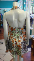 Flirty Floral Halter Ankara Sundress in Vlisco African Wax Block Cotton