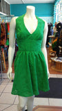 Flirty Halter Sundress in Green Cotton Eyelet Lace