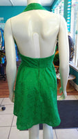 Flirty Halter Sundress in Green Cotton Eyelet Lace