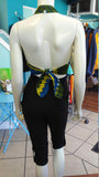 Flirty Ankara Midriff Halter in Yellow and Blue African Wax Cotton