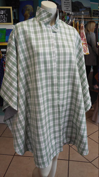 Green and Cream Plaid Print Cape