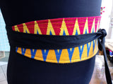 Reversible African Kente Cloth Obi Belt