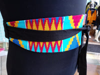 Reversible African Kente Cloth Obi Belt