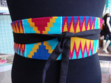 Reversible African Kente Cloth Obi Belt