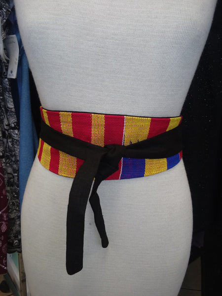 Reversible African Kente Cloth Obi Belt