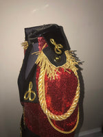 Circus Ringmaster Sequin Tail Coat in Red, Black and Gold