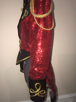 Circus Ringmaster Sequin Tail Coat in Red, Black and Gold