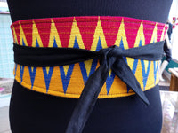 Reversible African Kente Cloth Obi Belt