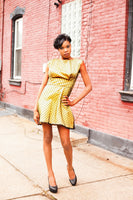 Yellow and Black Swiss Dot Lace Dress