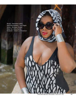 Plus Size Black and White One-Piece