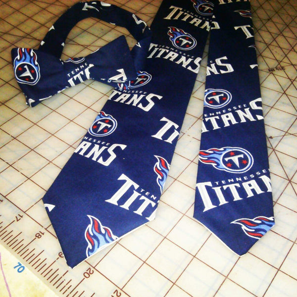 Tennessee Titans NFL Neckties in bow tie, skinny tie, and standard tie styles, kids or adult sizes