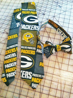 NFL Green Bay Packers Neckties in bow tie, skinny tie, and standard tie styles, kids or adult sizes