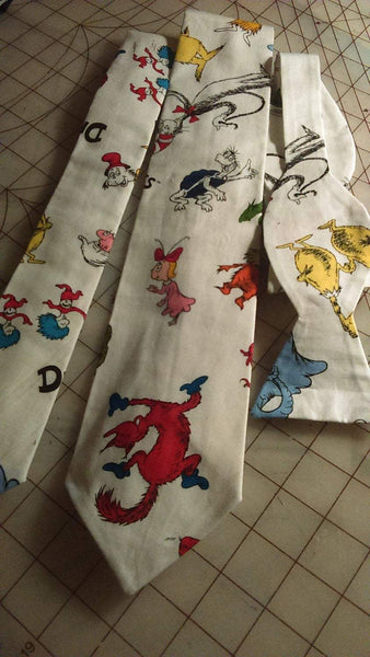 Dr Seuss Neckties in bow tie, skinny tie, and standard tie styles, kids or adult sizes