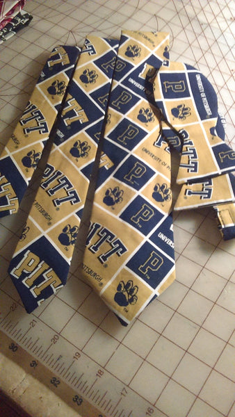 University of Pittsburgh Neckties in bow tie, skinny tie, and standard tie styles, kids or adult sizes