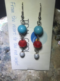 Red, White and Blue Drop Earrings with Stainless Steel Ear wires