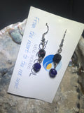 Black and Blue Drop Earrings with Stainless Steel Ear wires