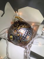 Large Hand Painted Ornament with Henna Art on Bronze Glass Bulb