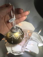 Large Hand Painted Ornament with Henna Art on Gold Glass Bulb