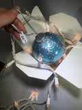 Hand Painted Ornament Blue Glitter and Silver Christmas Bulb