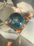 Hand Painted Ornament Blue Glitter and Silver Christmas Bulb