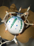 Large Hand Painted Ornament with Henna Art in Blue and Green