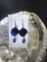 Blue and Gold Drop Earrings with Stainless Steel Ear wires