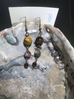 Tigers Eye Drop Earrings with Stainless Steel Ear wires