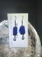 Blue and Silver Drop Earrings with Stainless Steel Ear wires