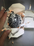 Large Hand Painted Ornament with Henna Art in Black and White